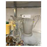 Satin & Pattern Glass Pitchers w/ Vase