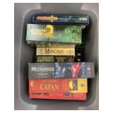 Plastic Tote w/ Games Includes Catan
