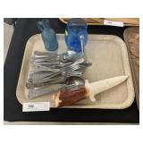 US Naval Flatware w/ Art Glass