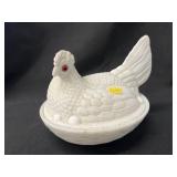 Milk Glass Hen on Nest