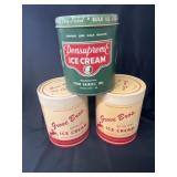 3 Vintage Cardboard Ice Cream Containers