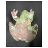 Vintage Cast Iron Painted Frog Doorstop