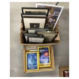 Boxed of Framed Pictures & National Geographics