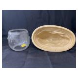 Yellowware Oval Food Mold & Dietz Glass Globe