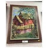 Madge Smith Oil on Board of Country Scene Barn