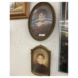 2 Prints of Ladies in Vintage Frames