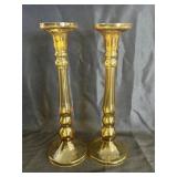 Amber Glass Candle Sticks