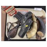 Powder Horns w/ Holster & Powder Tin