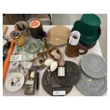 Leather Mug, Wooden Nickels, Glass Juicer, etc.