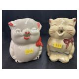 2 Cat Formed Cream PItchers, Chicken S&P Shakers