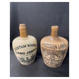 2 Vintage Stoneware Advertising Whiskey Jugs