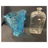 Early Blown Bottle w/ Owl Form Water Pitcher