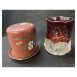Ruby Flashed 1901 Vase w/ Cloisonne Covered Jar