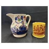 Gaudy Welsh Crm Pitcher, Yellow Canary Child