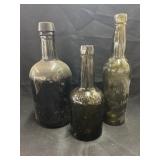 (3) Olive Green Bottles