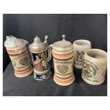 8 Total pcs. Liederkranz Mugs, German Steins,