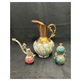 Delftware Pitcher & 2 Oriental Incense Bottles