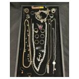 Tray of Sterling Silver Jewelry