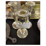 (3) Mercury Glass Candlesticks