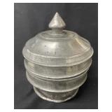 Unusual Vintage Pewter Covered Bowl