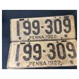 Match Pair of 1922 License Plates