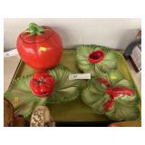 Vintage Tomato Form Canister & Serving Dishes