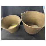 2 Vintage Brass Bale Handled Pails