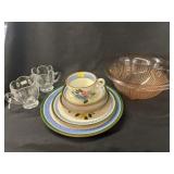 Stengle China Glass Sugar/Creamer, Pink Mix  Bowl