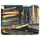 Approx 12 Vintage Straight Razors w/ Strap