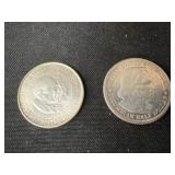 2 Sterling Silver Pcs. Columbian Half Dollar