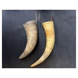 2 Horn Form Carriers w/ Vintage Metal Hooks