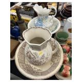 (2) Porcelain Pitcher & Bowls