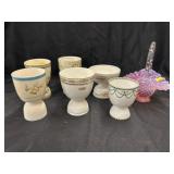 Vintage China Egg Cups & Pink Opalescent Hobnail
