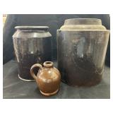 2 Redware Crocks & Redware Jug