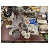 Stoppered Water Bottles, Coin Glass Plate, & Misc