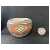 2 Pcs. Signed Indian Pottery, Lg. & Sm. Bowl