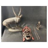 African Tribal Carving Including Gazelle, Mask