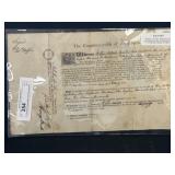 1792 Signed Thomas Mifflin Land Office Document