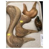 Carved Wood Goose & Mallard Heads