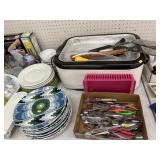 Electric Roaster, Utensils, & Dinnerware