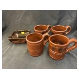 Foltz Redware Mugs w/ Unmarked Bowl