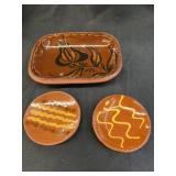 3 Pcs. Foltz Redware Pottery