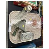 Depression Glass Plate w/ Bell & Still Bank