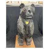 Carved Wood Bear w/ Vase