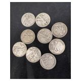 (9) Walking Liberty Half Dollars