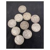 (10) Walking Liberty Half Dollars