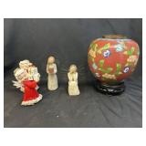 Cloisonne Vase w/ Figurines
