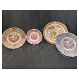(4) Transferware Saucers
