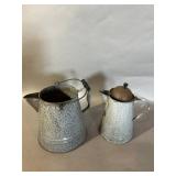 Graniteware Pitcher and Covered Coffee Pot