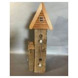 Wood Birdhouse with Ceramic Knob Perches